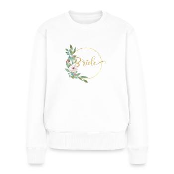 Floral Blumen Kreis personalisierbar - Frauen Premium Bio Pullover - Weiß - Vorne - Julia (174cm)