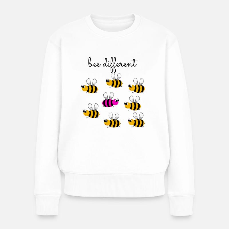 bee different - sei anders - sei du selbst - Biene - Frauen Premium Bio Pullover - Weiß