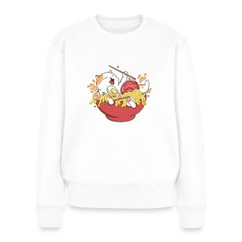 Happy Cat Ramen Nouilles - Pull Premium bio Femme - blanc - Devant - Julia (174cm)