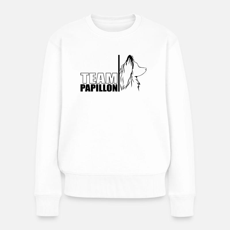 TEAM Papillon Hunde Hund Wilsigns - Frauen Premium Bio Pullover - Weiß