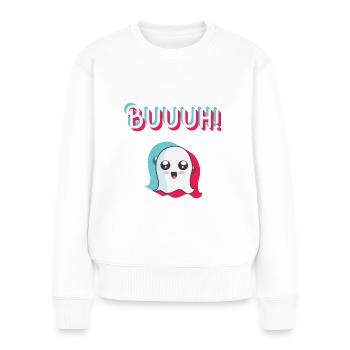tiktok Geist, Halloween Trend - Frauen Premium Bio Pullover - Weiß - Vorne - Julia (174cm)
