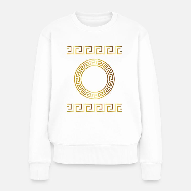 Sparta Griechische Muster Symbole Tribal Statue - Frauen Premium Bio Pullover - Weiß