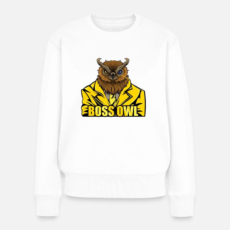 Boss Owl - Mafia Styled Animals - Frauen Premium Bio Pullover - Weiß