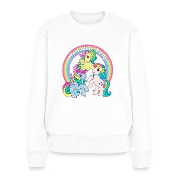My Little Pony Retro Bunte Ponys Mit Regenbogen - Frauen Premium Bio Pullover - Weiß - Vorne - Julia (174cm)