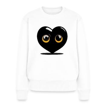 Schwarzes Cartoon-Herz - Frauen Premium Bio Pullover - Weiß - Vorne - Julia (174cm)