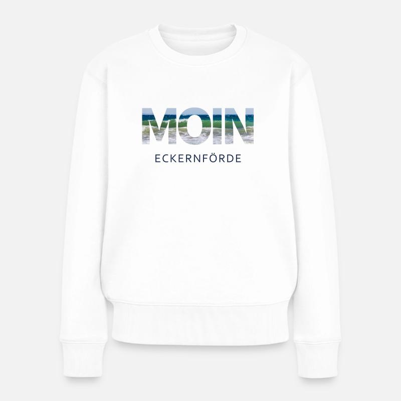 Moin Eckernförde mit Welle - Frauen Premium Bio Pullover - Weiß