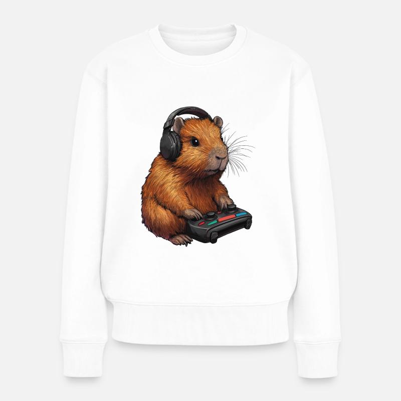 Capybara Gaming - Frauen Premium Bio Pullover - Weiß