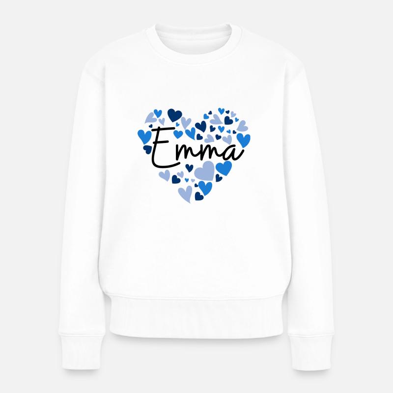 J’adore les cœurs Emma en bleu - Pull Premium bio Femme - blanc