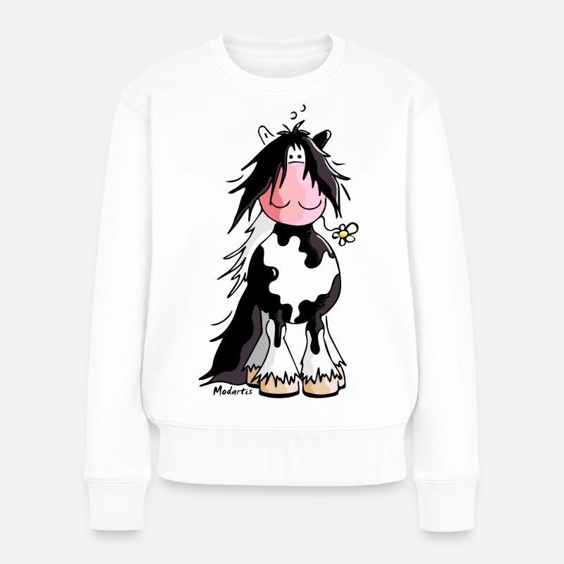 Gypsy Cob - Irish Cob – Pinto – Cheval - Pull Premium bio Femme - blanc