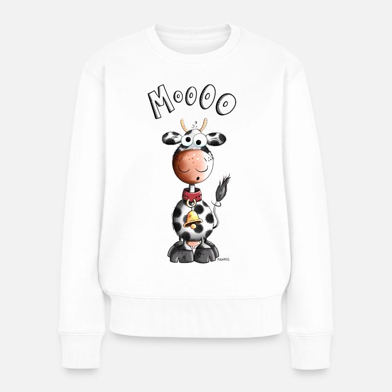 Da steht die Moooo Kuh - Frauen Premium Bio Pullover - Weiß
