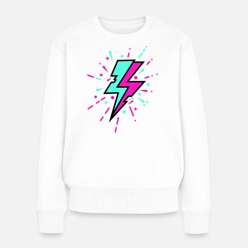 Style rétro coloré avec un éclair - Pull Premium bio Femme - blanc