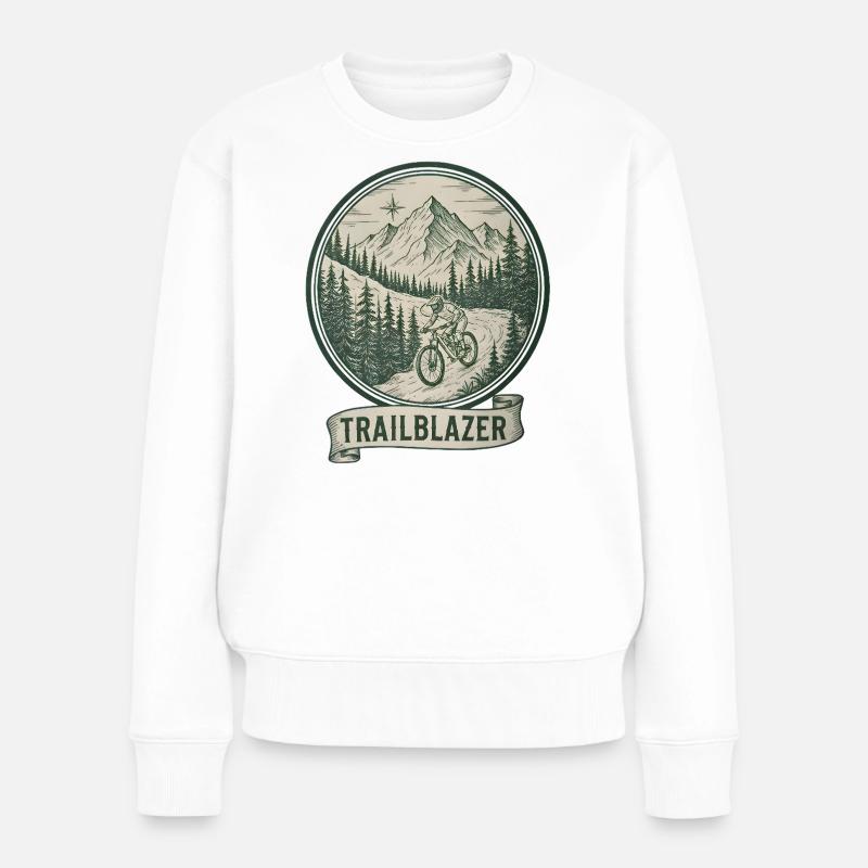 Trailblazer Mountainbiker Abzeichen - Frauen Premium Bio Pullover - Weiß