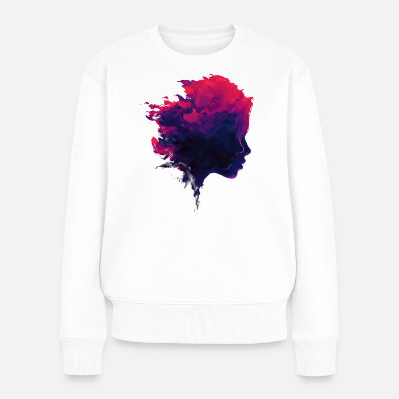 Crimson_Flow_Profile - Frauen Premium Bio Pullover - Weiß