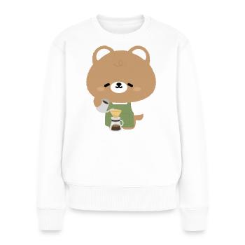 Verse du café Bear Barista - Pull Premium bio Femme - blanc - Devant - Julia (174cm)