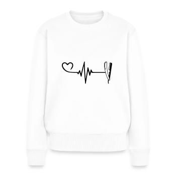 Rasage Barber Pulse Heart Love - Pull Premium bio Femme - blanc - Devant - Julia (174cm)