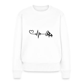 Pizza Puls Herz Liebe - Frauen Premium Bio Pullover - Weiß - Vorne - Julia (174cm)
