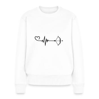 Pfeil und Bogen Liebe Puls Herz - Frauen Premium Bio Pullover - Weiß - Vorne - Julia (174cm)