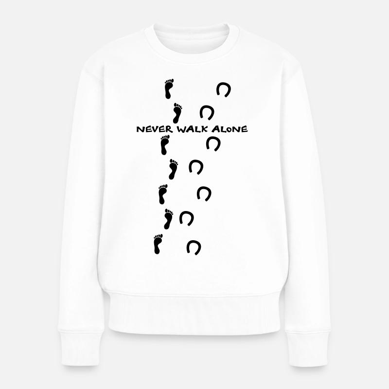 never walk alone pferd horse hufeisen reiten - Frauen Premium Bio Pullover - Weiß