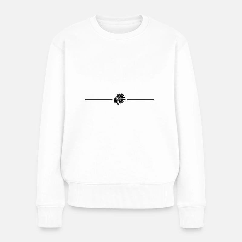 Indianer kopf linie - Frauen Premium Bio Pullover - Weiß