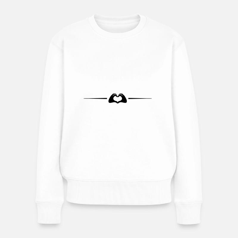 Hände Herz Linie - Frauen Premium Bio Pullover - Weiß