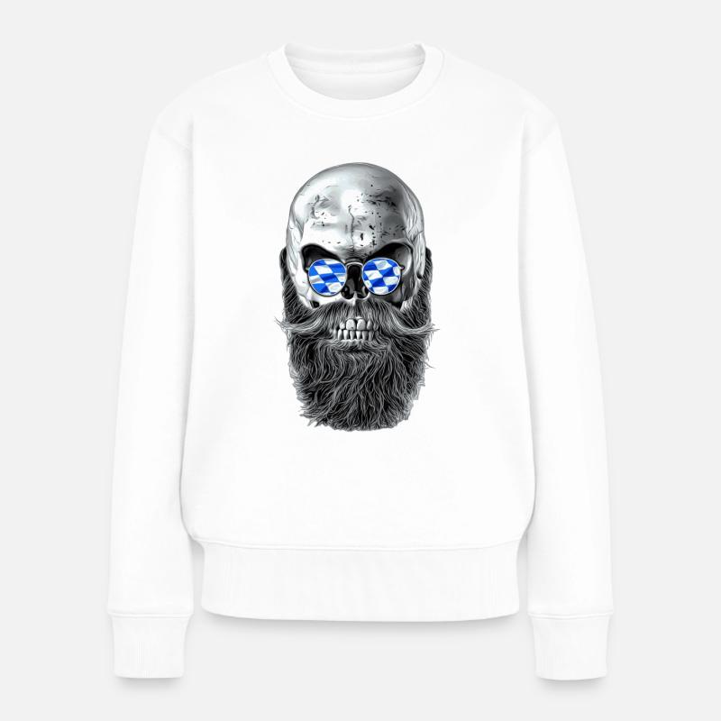 Bavarian hipster skull - Frauen Premium Bio Pullover - Weiß