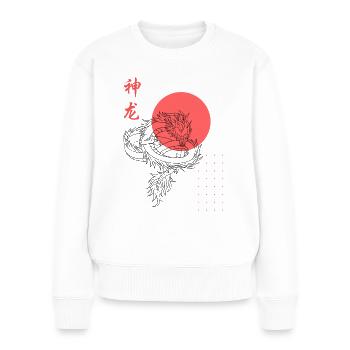 Dragon chinois - Pull Premium bio Femme - blanc - Devant - Julia (174cm)