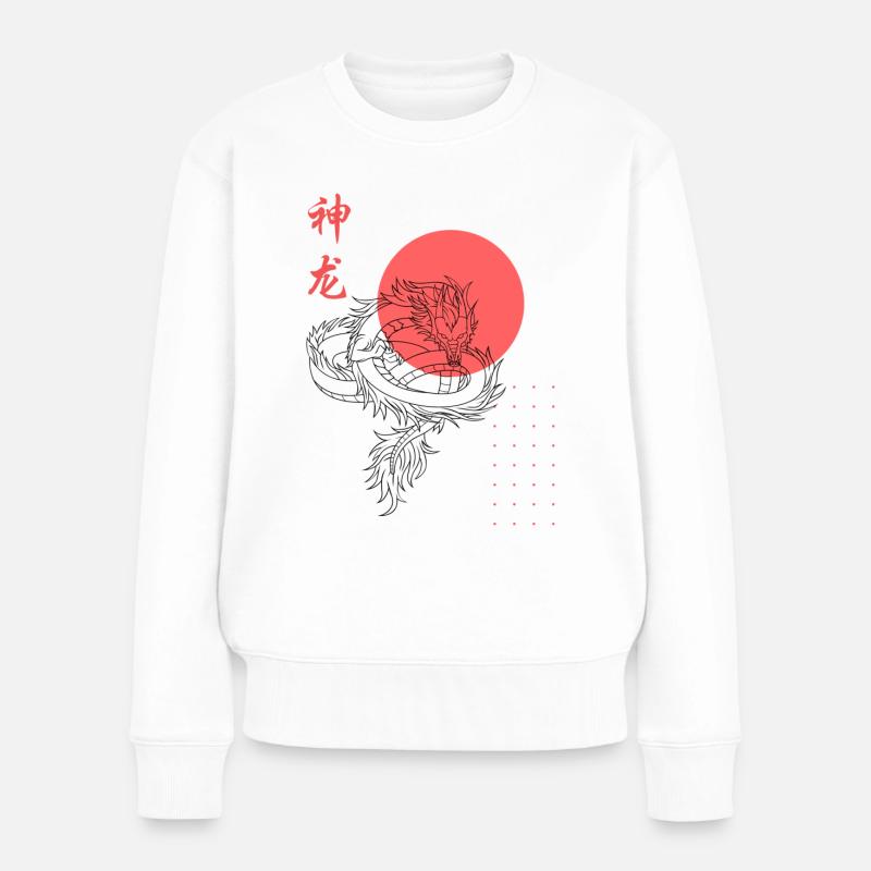 Chinesischer Drache - Frauen Premium Bio Pullover - Weiß
