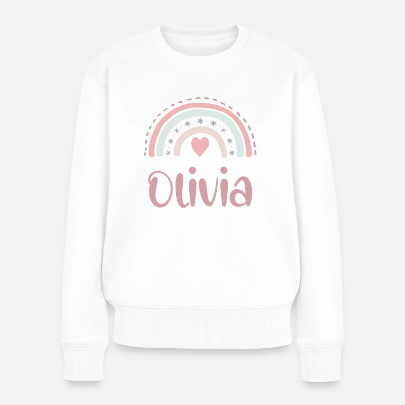 Olivia Name Rainbow - Frauen Premium Bio Pullover - Weiß