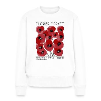 Mohnblumenmarkt Retro Aquarell Design - Frauen Premium Bio Pullover - Weiß - Vorne - Julia (174cm)