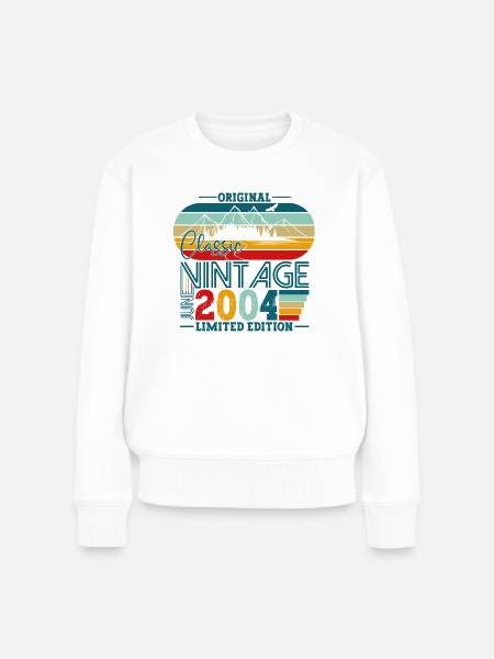 Original Juni Jahrgang 2004 18. Geburtstag Herren - Frauen Premium Bio Pullover - Weiß