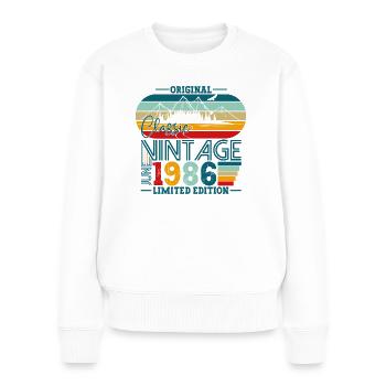 Original Juni Jahrgang 1986 36. Geburtstag Herren - Frauen Premium Bio Pullover - Weiß - Vorne - Julia (174cm)