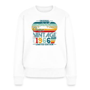 Original August Vintage 1966 Geburtstag Geschenk - Frauen Premium Bio Pullover - Weiß - Vorne - Julia (174cm)