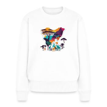 Afrika Steppe und Tiere - Frauen Premium Bio Pullover - Weiß - Vorne - Julia (174cm)