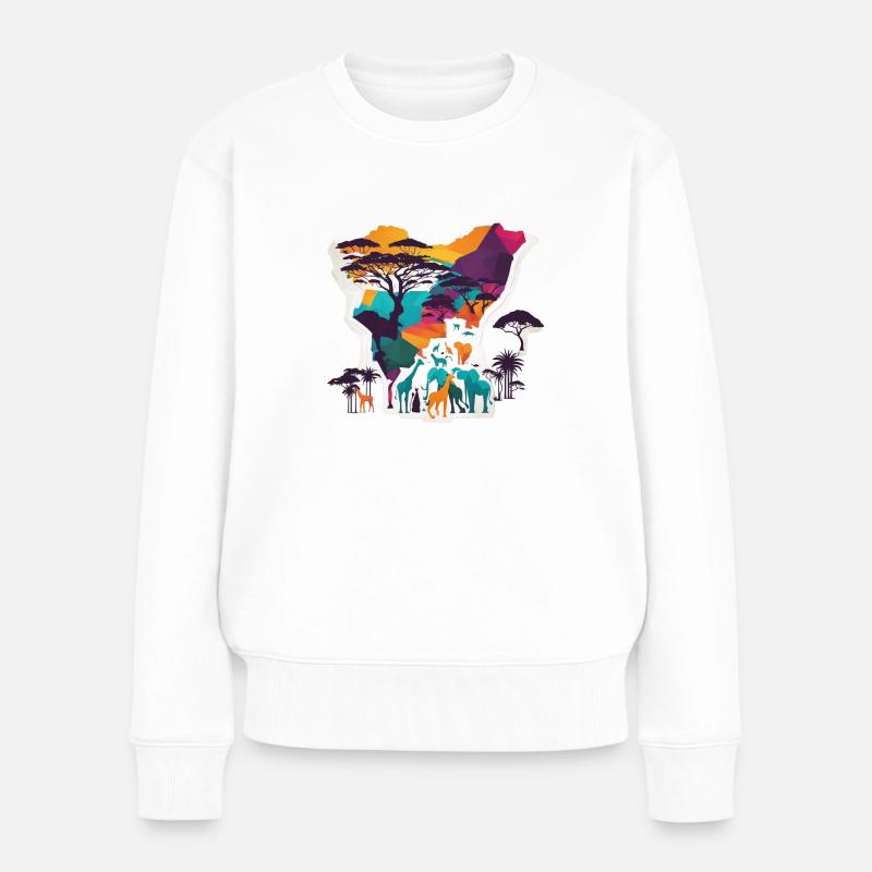 Afrika Steppe und Tiere - Frauen Premium Bio Pullover - Weiß