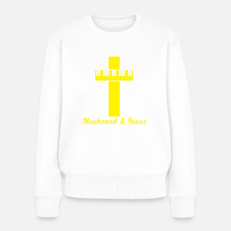 Keyboard & Jesus Geschenk - Frauen Premium Bio Pullover - Weiß