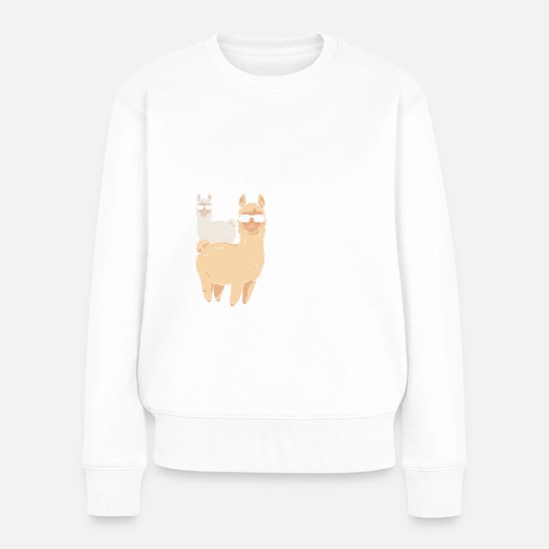 Was ist besser als ein Alpaka? Zwei Alpakas - Frauen Premium Bio Pullover - Weiß
