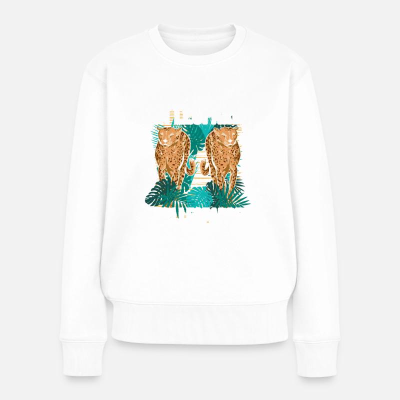 Was ist besser als ein Leopard? Zwei Leoparden - Frauen Premium Bio Pullover - Weiß