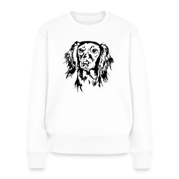 Langhaardackel Portrait Hunde Hund Wilsigns - Frauen Premium Bio Pullover - Weiß - Vorne - Julia (174cm)