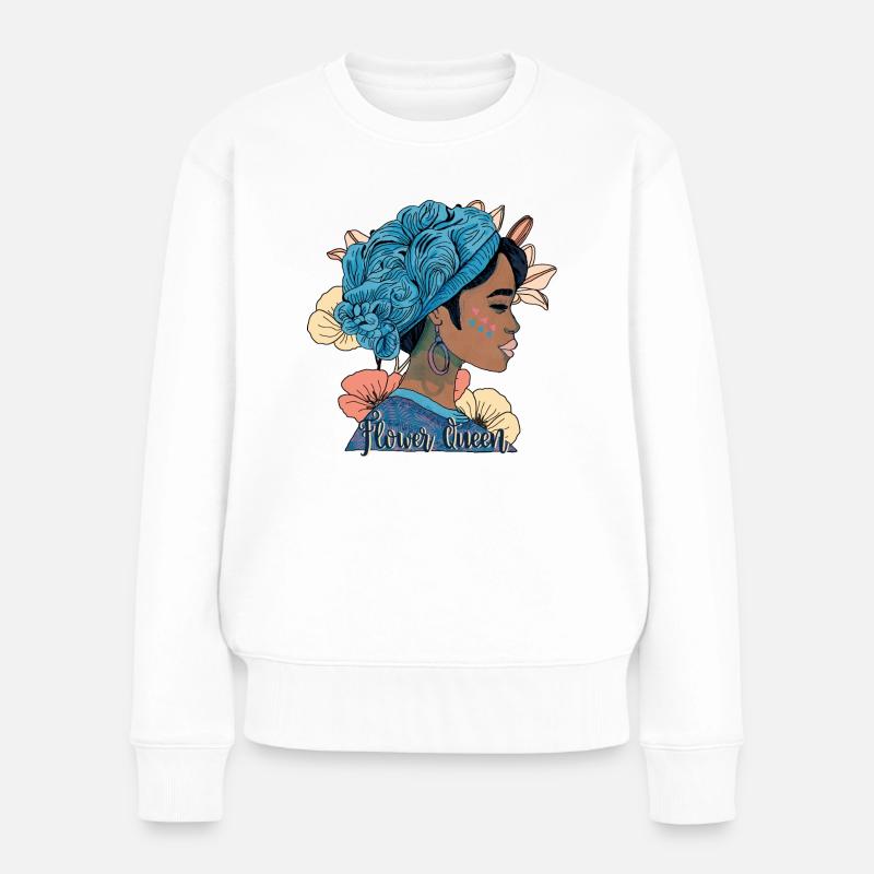 Femme avec orchidée - Pull Premium bio Femme - blanc