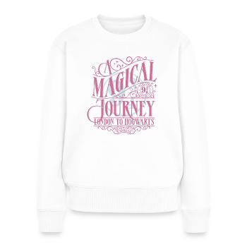 Harry Potter Gleis 9 ¾ Design In Rosa & Blau - Frauen Premium Bio Pullover - Weiß - Vorne - Julia (174cm)