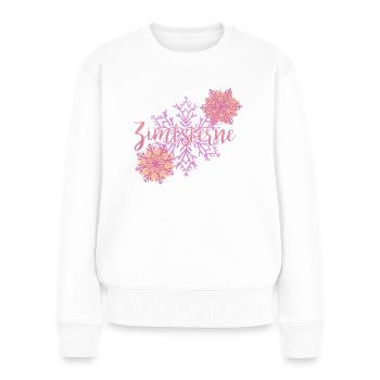 Zimtsterne-Weihnachtsmotiv - Frauen Premium Bio Pullover - Weiß - Vorne - Julia (174cm)