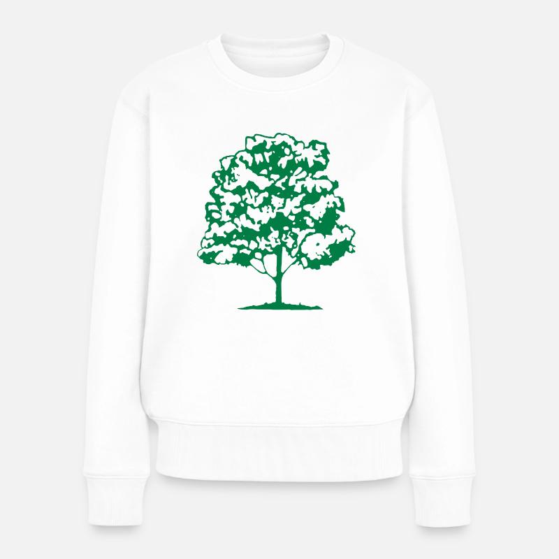 baum - Frauen Premium Bio Pullover - Weiß