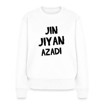 Jin Jiyan Azadi: Liberté de vie de femme Mahsa Amini - Pull Premium bio Femme - blanc - Devant - Julia (174cm)