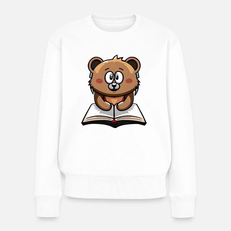 Alex the Bear - Frauen Premium Bio Pullover - Weiß