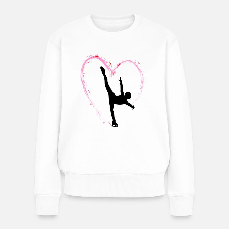 Eiskunstlauf Schlittschuhlauf Eis Figuren Tanz - Frauen Premium Bio Pullover - Weiß