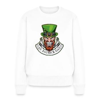 Sourire le jour de la Saint-Patrick - Pull Premium bio Femme - blanc - Devant - Julia (174cm)