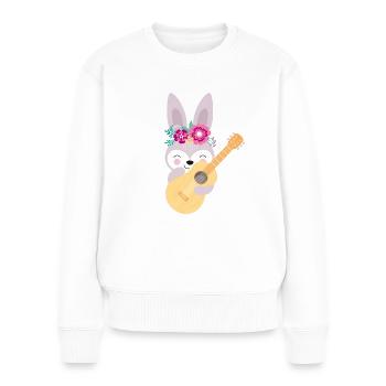 Hase mit Gitarre - Frauen Premium Bio Pullover - Weiß - Vorne - Julia (174cm)
