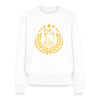 Noble Laurel Wreath Cat Logo - Women's Premium Organic Jumper - white - Front - Julia (174cm)