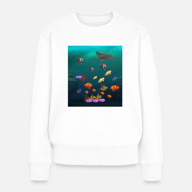 Unterwasserwelt - Frauen Premium Bio Pullover - Weiß