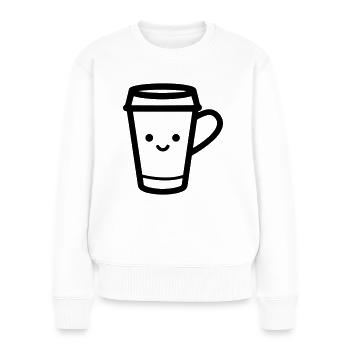 Kaffeebecher - Frauen Premium Bio Pullover - Weiß - Vorne - Julia (174cm)